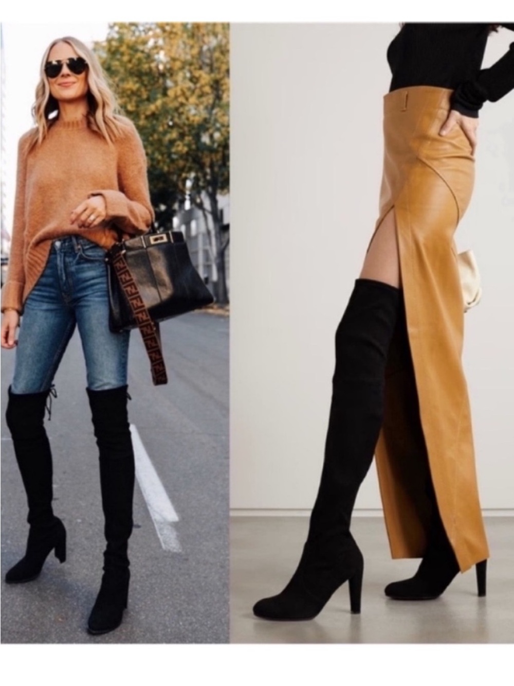 Stuart Weitzman Highland Black Over-the-Knee Suede Boots Size 6.5